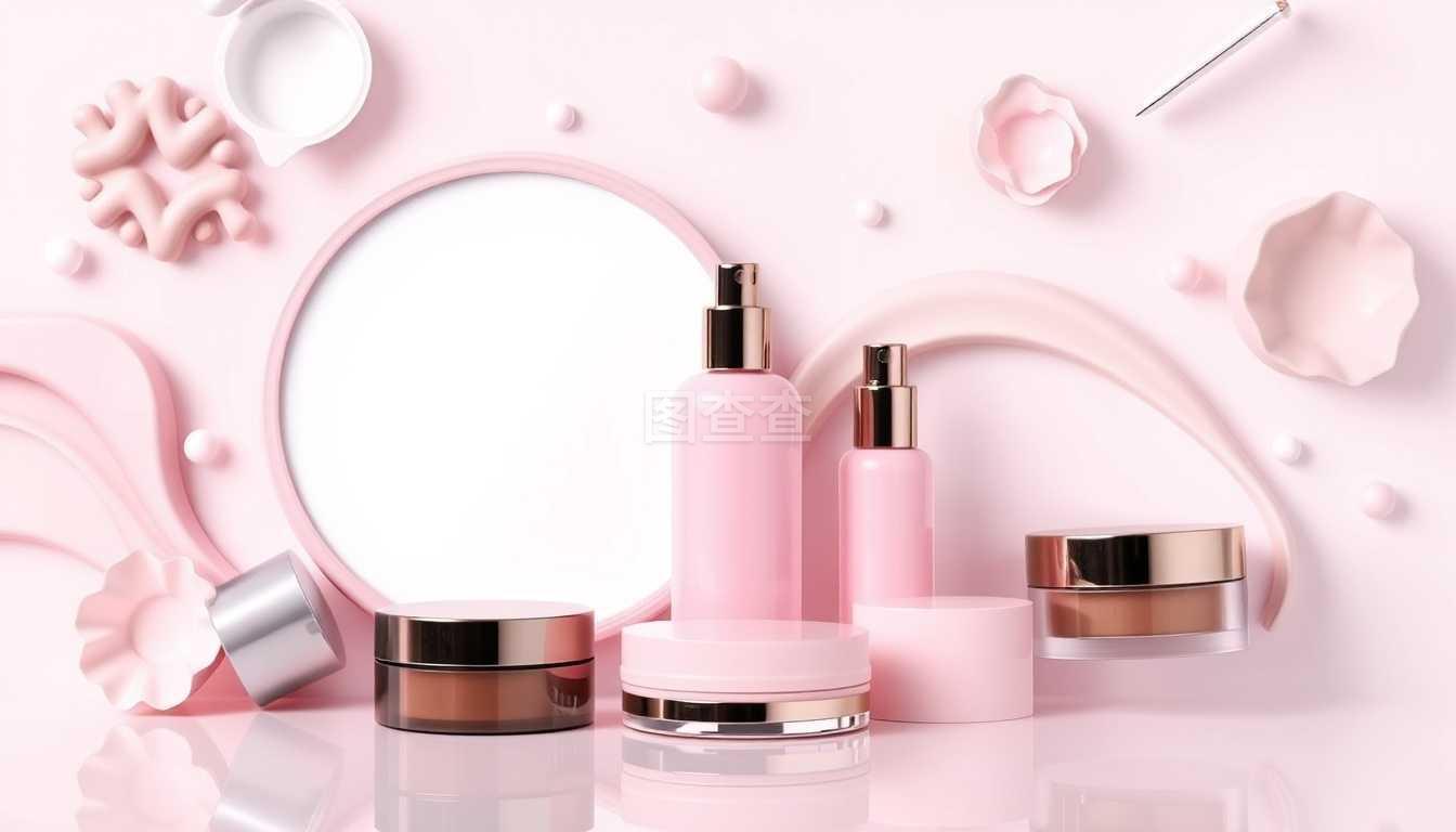 光影交織的魅影 3D寫實矢量化妝品廣告模板設計